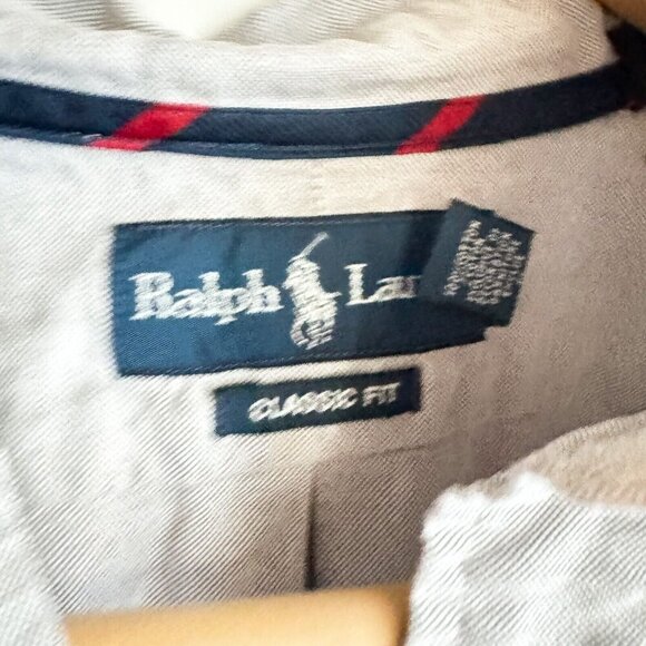 Vintage Ralph Lauren Grey Pony Logo Long Sleeve shirt M - Picture 2 of 8